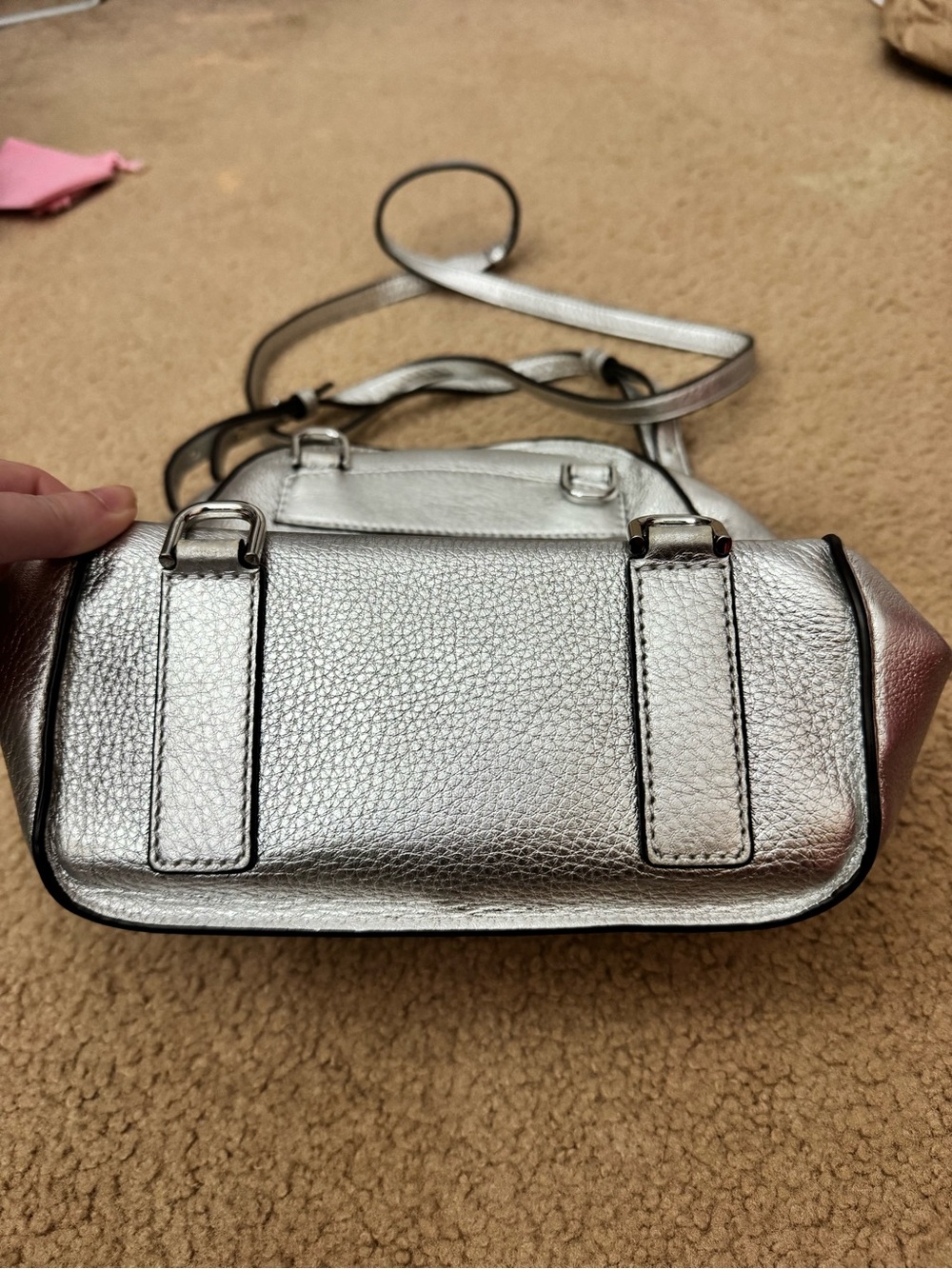 Michael Kors Silver Convertible Mini Backpack Crossbody - Picture 3 of 5